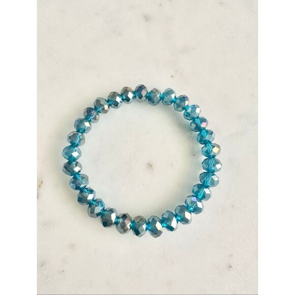 Blue stretch beaded sparkle bracelet - Picture 3 of 3